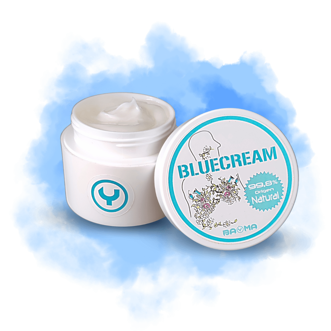 Botes de crema Blue Cream de Bayma. Descongestivo natural